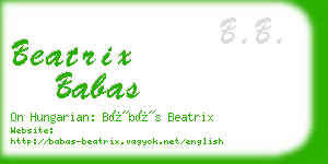 beatrix babas business card